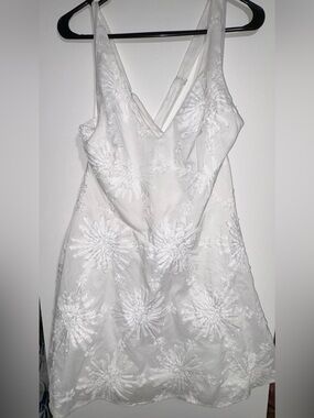 Altar'd State White Floral Appliqué Mini Dress